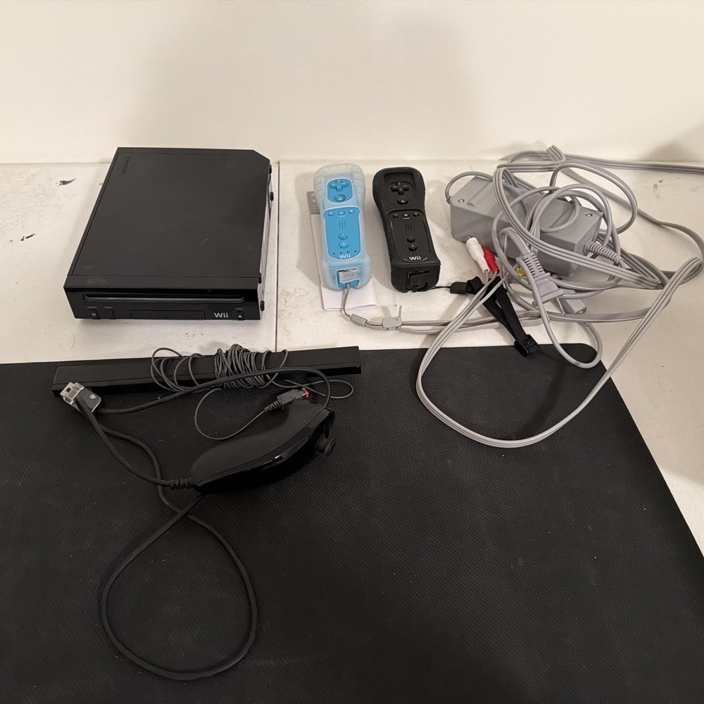 Nintendo Wii Console Black RVL-101 Bundle with Controllers and Accessories